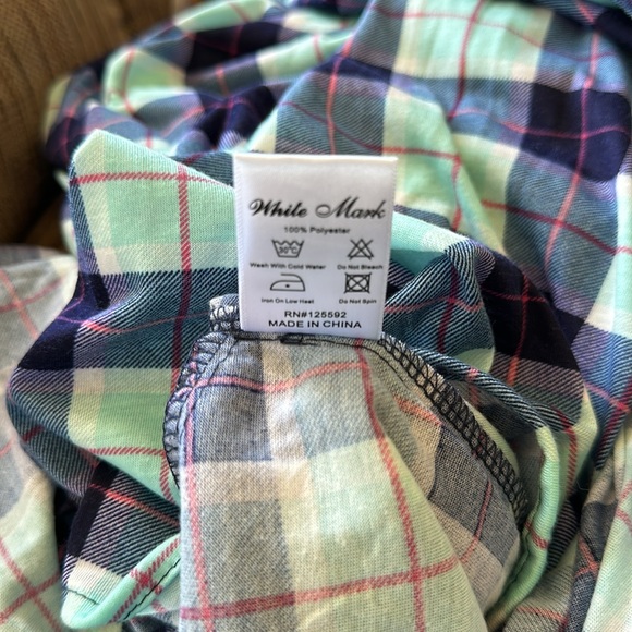 White Mark XL Navy and Mint Plaid Shirt Dress with Pockets! - Picture 5 of 5